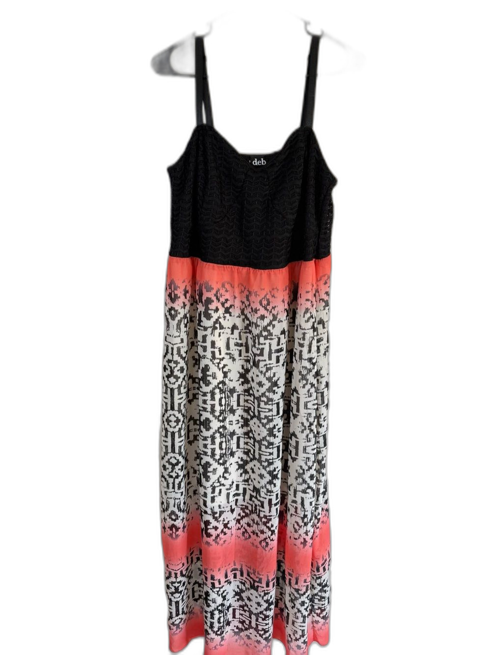 Deb Coral and Black Ombre Pattern Maxi Dress 2X